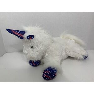 Atico‎ International USA plush white unicorn pink blue sparkle sequin feet horn